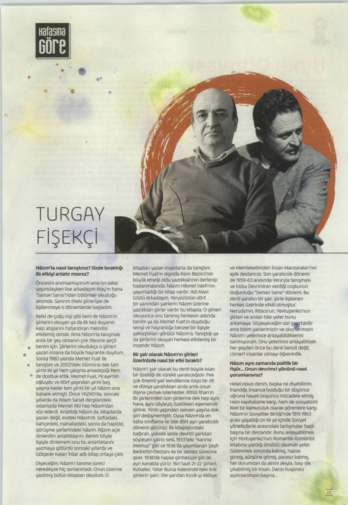 TURGAY FİŞEKÇİ Nâzım Hikmet Kültür ve Sanat Vakfı